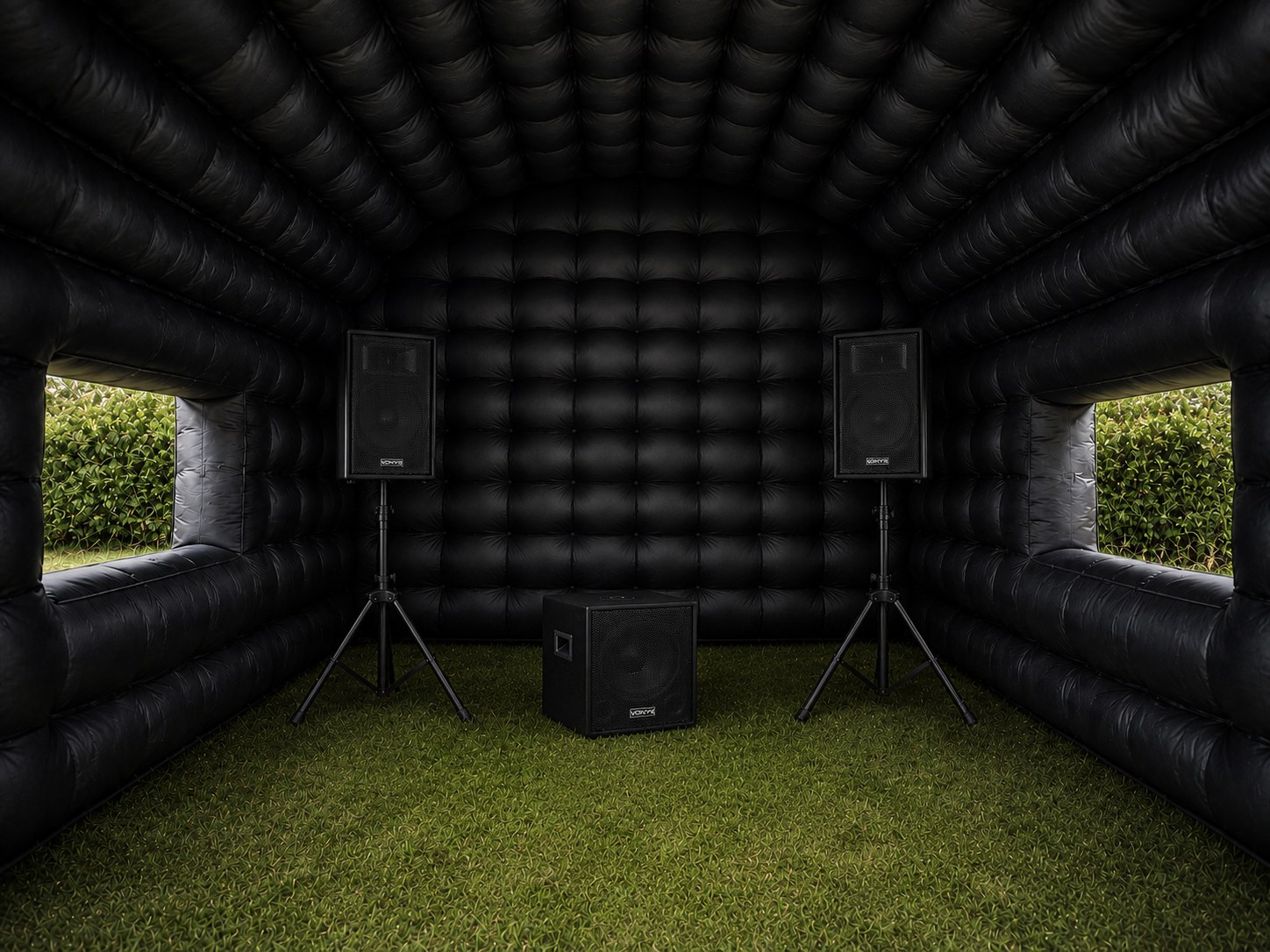 Tent met geluidsinstallatie