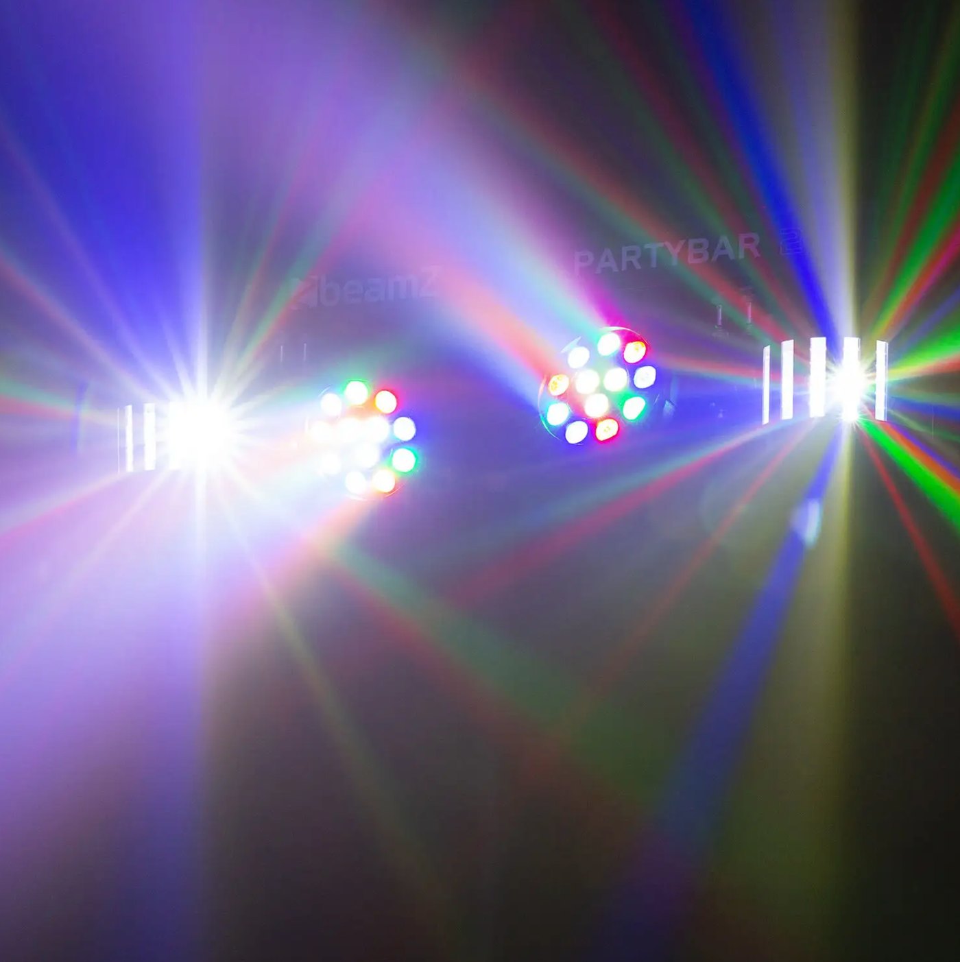 Kleurrijke lichtstralen van de partybar